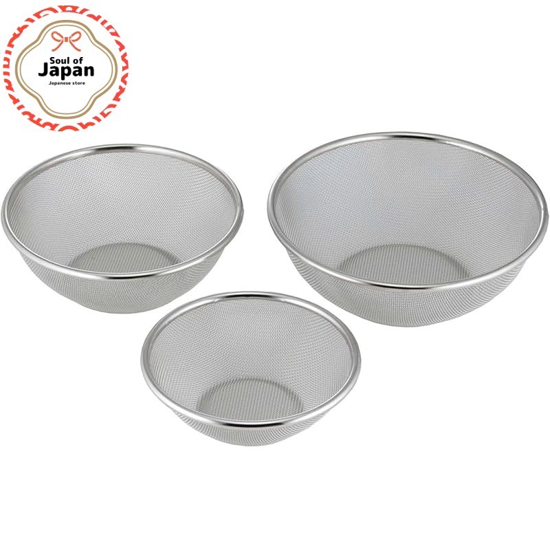 Shimomura Kihan TSUBAME sturdy and less deformed round strainer 3-piece set [Made in Japan] Dishwash
