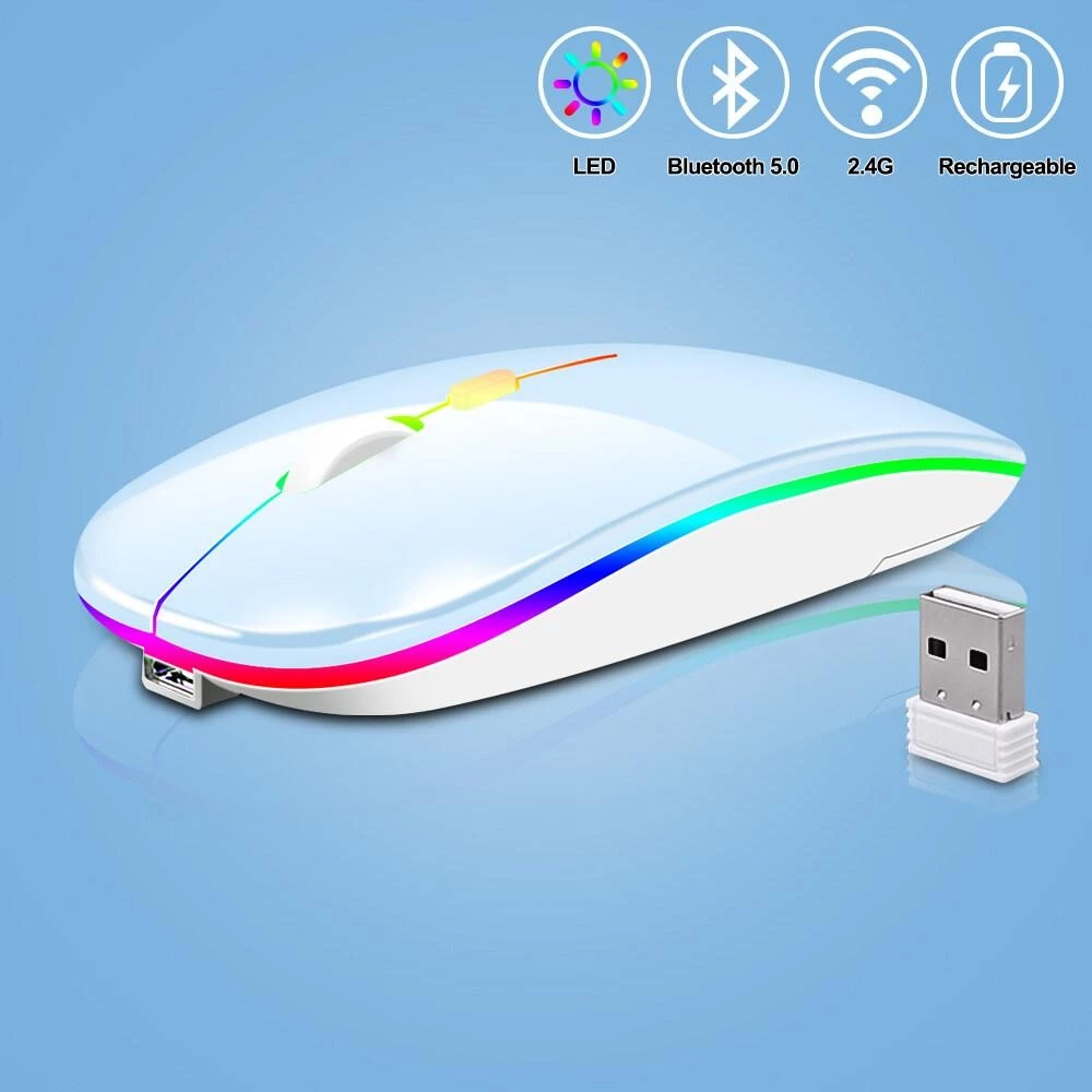 เมาส์ไร้สาย Dual Mode 2.4Ghz USB + Bluetooth มีไฟ LED thumbnail 9