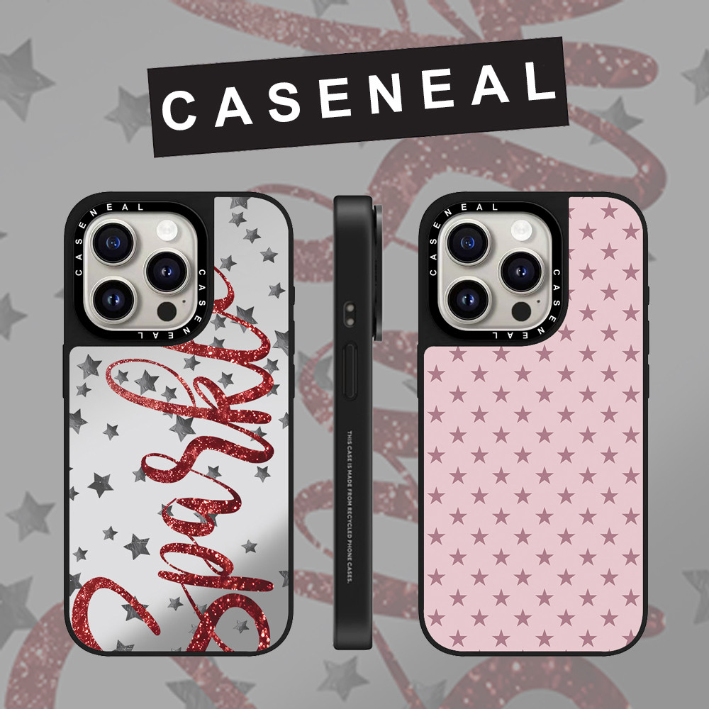 CASENEAL จุดคลื่นรูปดาวห้าแฉกกระจกหน้าเคสโทรศัพท์สําหรับiPhone 16 Pro Max 15 Plus 14 ProMax 13 12Pro 11 โทรศัพท์กันกระแทกขอบนุ่มฮาร์ดเคสป้องกัน