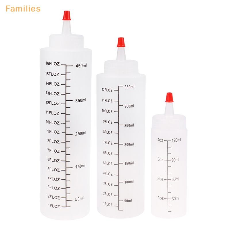 Families> 120/350/450ml พลาสติกเข็ม-จมูก Scale ขวดบีบ Squeezable ขวดรั่วสําหรับห้องครัวสลัดซอสบีบขวดได้ดี