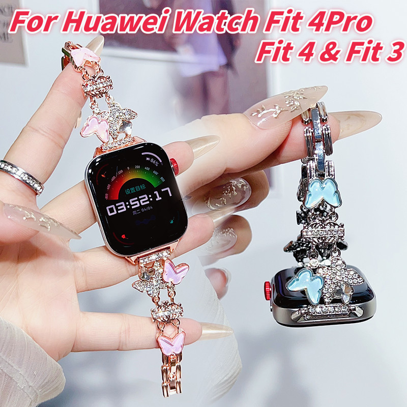 ผีเสื้อเพชรสําหรับ Huawei นาฬิกา Fit 4 Pro Fit 4 Fit 3 Man สาวผู้หญิงแฟชั่นน่ารัก WatchBand สําหรับ 
