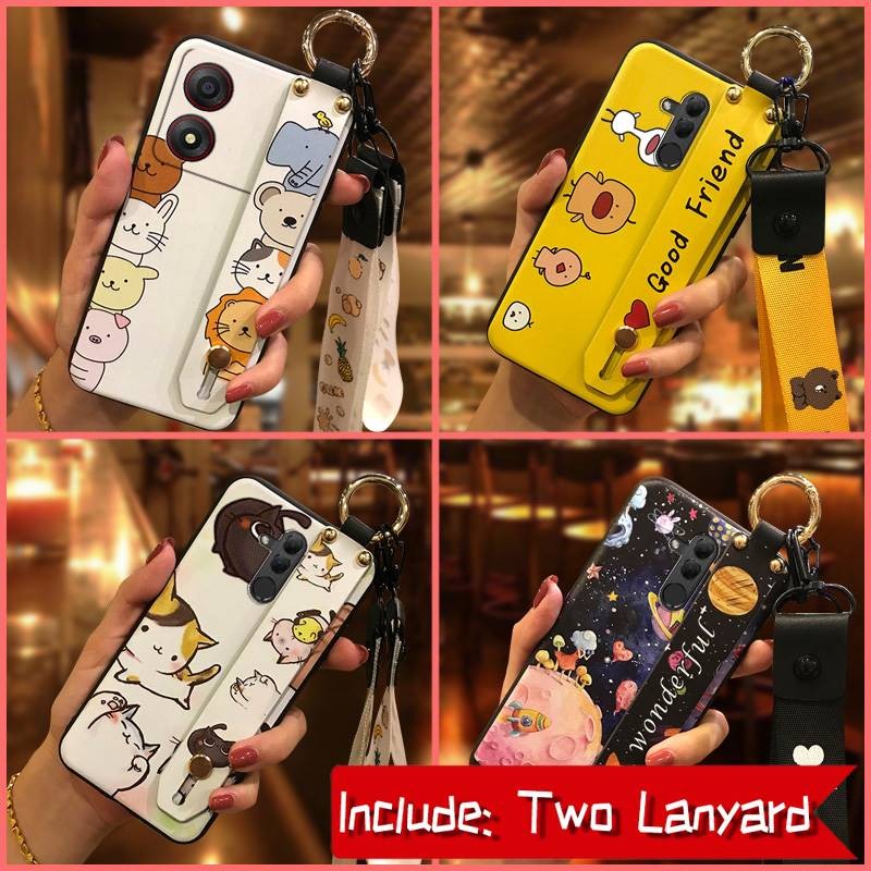 Dirt-proof Kickstand เคสโทรศัพท์สําหรับ ZTE Blade A34 ออกแบบแฟชั่นกันน้ํา Lanyard สายรัดข้อมือกันกระ