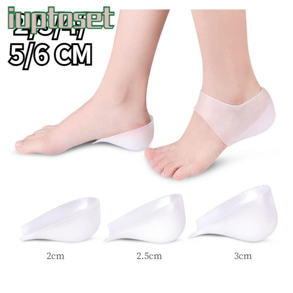 IUPTOSET พื้นรองเท้าเพิ่มความสูง, ซิลิโคนที่มองไม่เห็น Heel Cushion, Plantar Fasciitis Shoe Sole 2-6 ซม. Insoles Gel Heel Pads