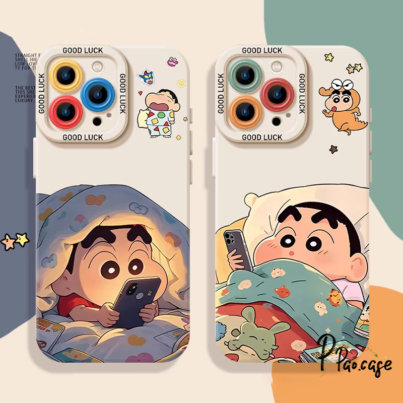 เคสไอโฟน 11 สำหรับ IPhone 11 16 15 13 12 14 Pro Max 7 8 16 15 Plus XR XS X Max SE เคสตาเทวดาลายการ์ตูนชินจังสุดฮา