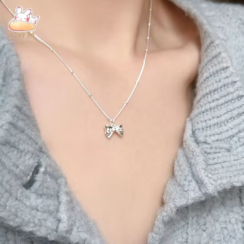 Sweet3DBowสร้อยคอผู้หญิงหรูหราหรูหราหรูหราNicheSimpleCollarbone Chainxinyia.th