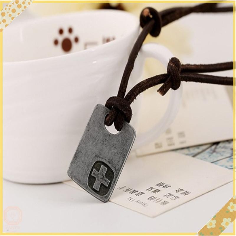 SGL แฟชั่นผู้ชาย Vintage Faux หนังจี้ปรับสร้อยคอสร้อยคอเครื่องประดับของขวัญ SGL