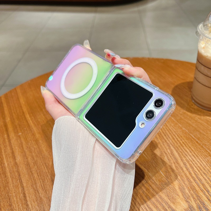 SAMSUNG อะคริลิคแม่เหล็กชาร์จไร้สายกันกระแทกเคสโทรศัพท์ป้องกันการหล่นสําหรับ ซัมซุง กาแลคซี พลิก3 4 5 6 ช่อง3 4 5 6