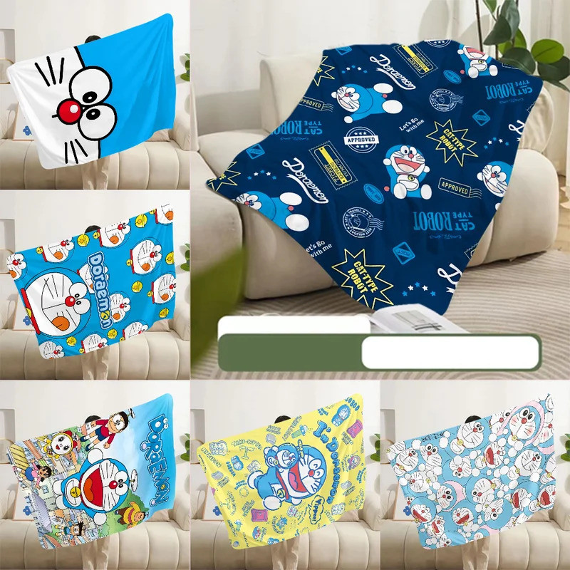 พิมพ์ผ้าห่มผ้าห่มปิกนิกการ์ตูน Kawaii D-doraemons ผ้าห่มอบอุ่นนุ่มสบาย Home Travel วันเกิด Gift