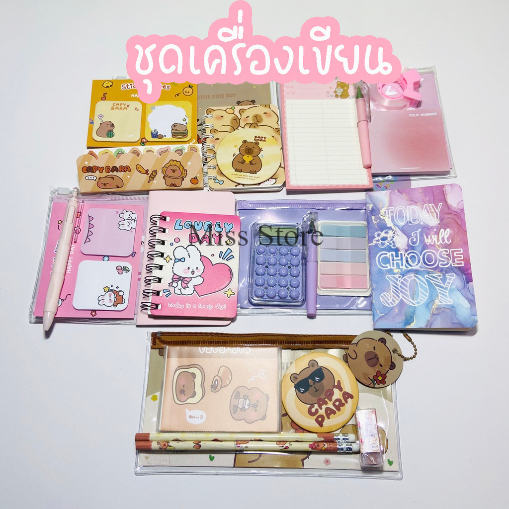 ชุดเครื่องเขียน ลายการ์ตูน ปากกา กระดาษโน้ต 5/6ชิ้น แบบพกพา อุปกรณ์การเรียน พร้อมส่งในไทย
