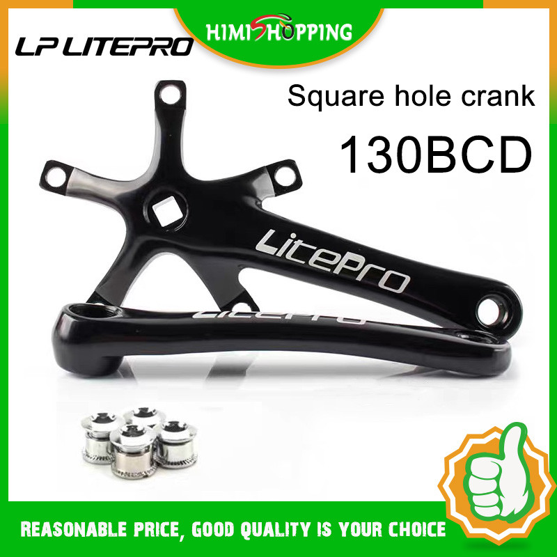 READY STOCK1PC Lp litepro จักรยานสแควร์รูข้อเหวี่ยง 130BCD อลูมิเนียมสแควร์รูฟันแผ่นสแควร์เรียว Crankset ความยาว 170 มม.5 หลุมสําหรับ Fnhon JAVA Dahon ขี่จักรยานอะไหล่