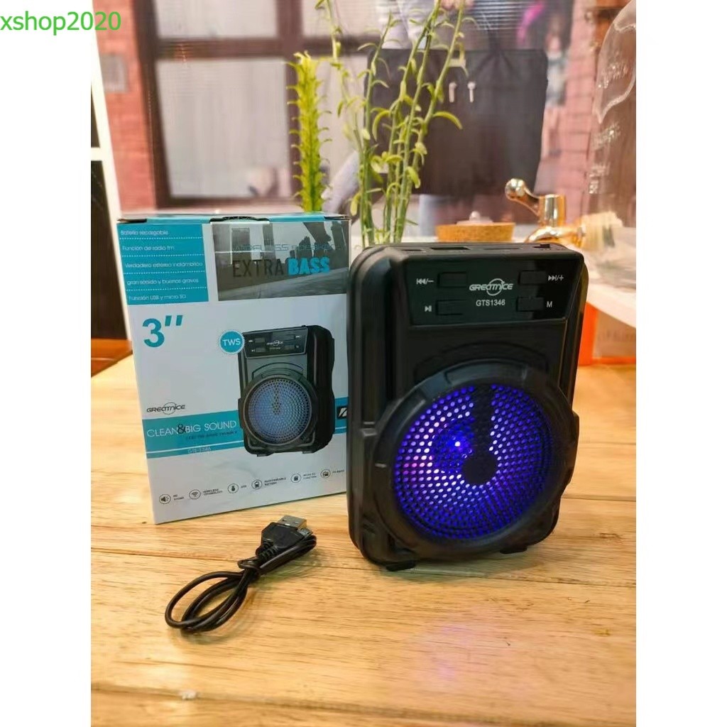 XSHOP2020ลำโพงไร้สาย รุ่น GTS-1345/GTS1346 เสียงดี เบสหนัก มีไฟขณะเล่นเพลง ดอกลำโพง 3 นิ้ว