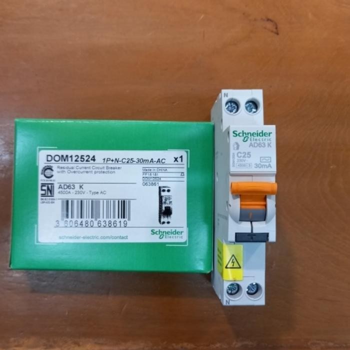 Rcbo slim domae 25A 1p+N 30mA Schneider เดิม