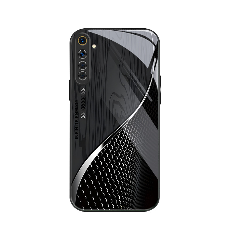 สําหรับ Oppo Realme 6 Pro , เครื่องชั่งลายไม้สีดํา, บุคลิกภาพอินเทรนด์, เคสป้องกันโทรศัพท์ป้องกันการตก