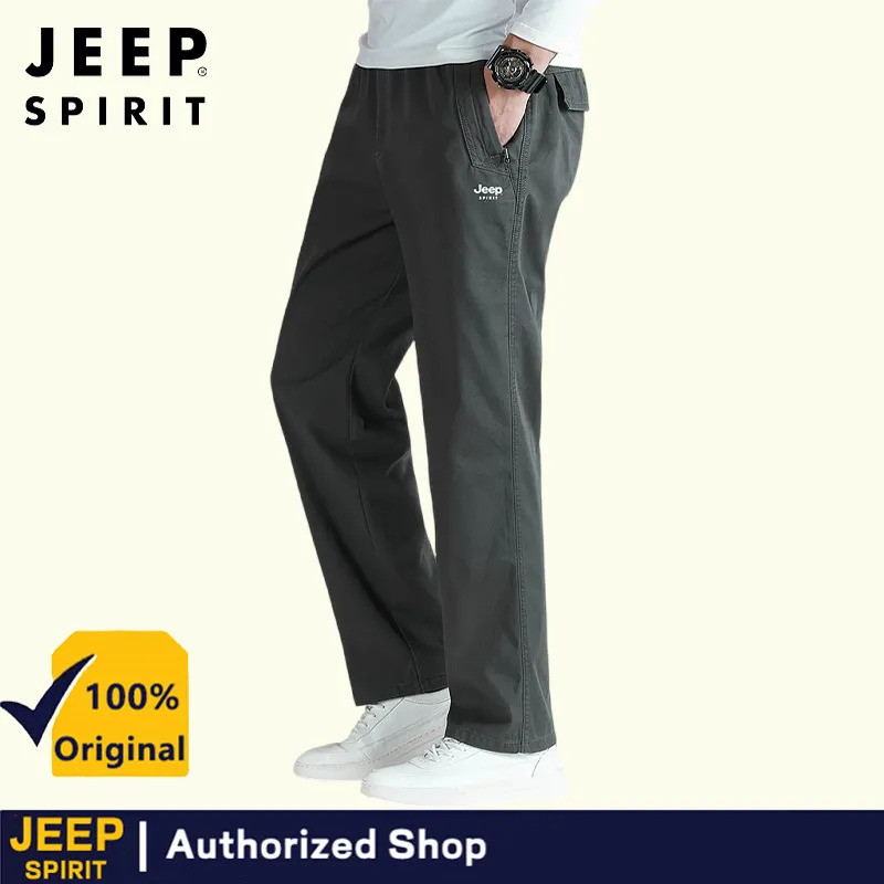 JEEP SPIRIT กางเกงทํางานกีฬาลําลองสําหรับผู้ชายกางเกงหลวมกางเกงขาตรงแฟชั่น