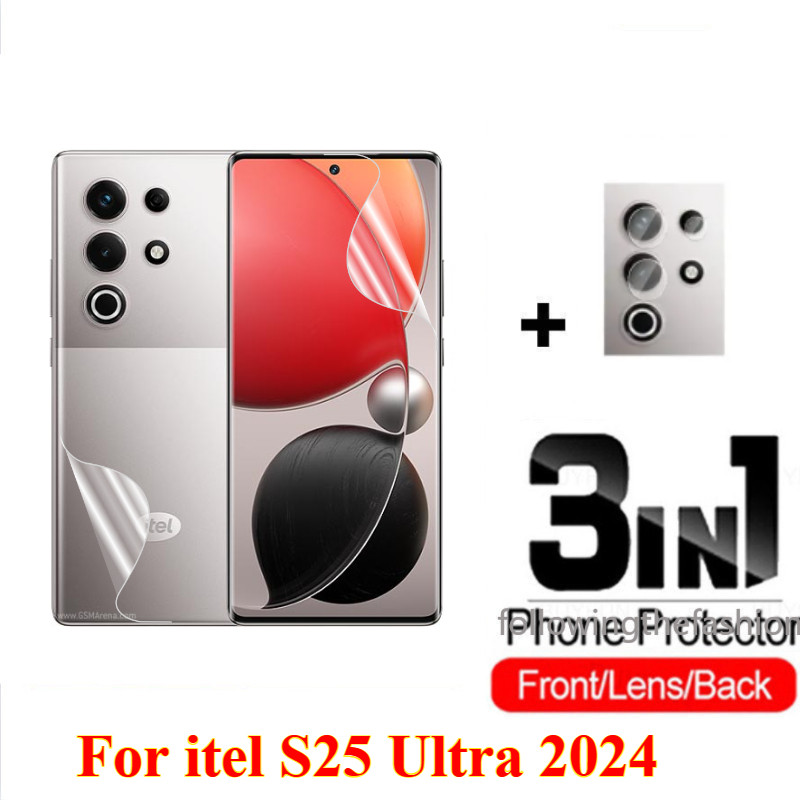 3 in 1 ด้านหน้าและด้านหลังฟิล์มไฮโดรเจลแบบนุ่มสําหรับ ITEL S25 Ultra ITEL S25 S25 Ultra S23 S23 + Pl