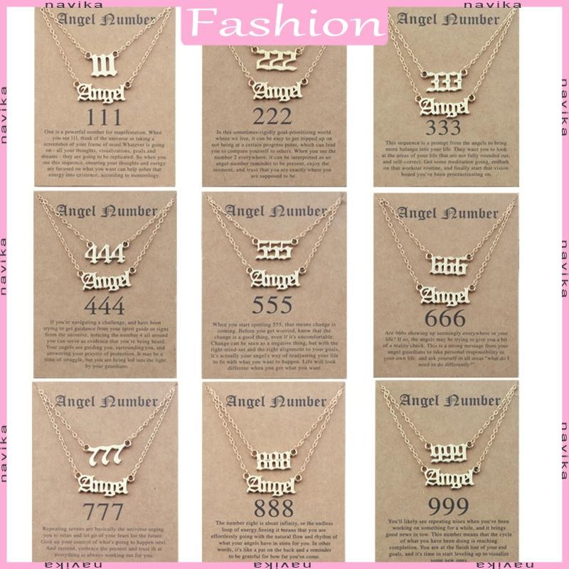 NAV 2 ชิ้นAngel Numberสร้อยคอกลม 111 222 333 444 777 สร้อยคอยกความหมายพิเศษ Chokers เครื่องประดับ