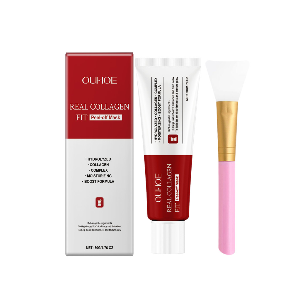 ※OUHOE มาส์กลอกออกคอลลาเจน (พร้อมเครื่องมือ) บำรุง ชุ่มชื้น ทำให้ผิวนุ่ม กระชับ เพิ่มความยืดหยุ่น กร