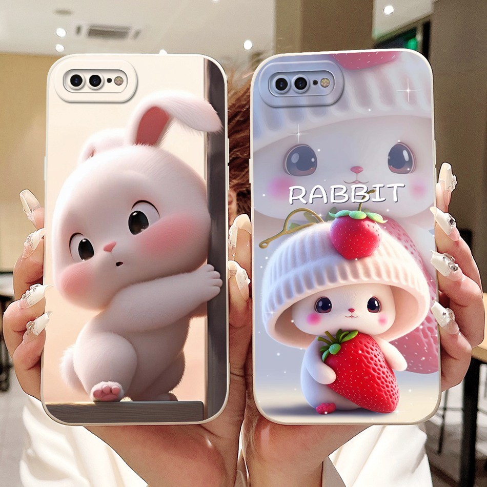 เคสป้องกันเลนส์สําหรับiPhone 7 8 Plus iPhone7 iPhone8 SE 2020 ใหม่น่ารักกระต่ายแมวการ์ตูนซิลิโคนอ่อนนุ่มเคสโทรศัพท์