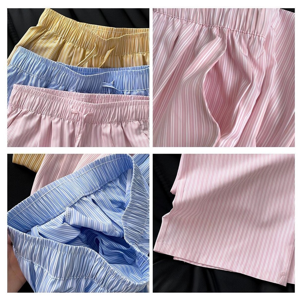 กางเกงขายาวแฟชั่น (ตระกร้านี้สำหรับลูกค้าที่สูงไม่เกิน 160 cm.) กางเกงลำลองขายาว ลายทาง เอวยางยืด พร้อมส่ง สาวอวบใส่ได้ - รูปที่ 7