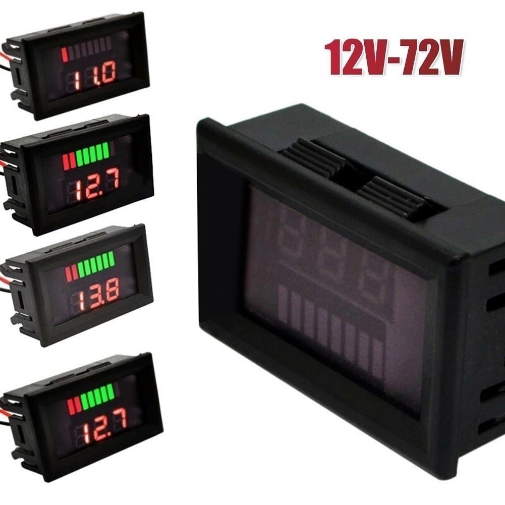 เครื่องวัดแรงดันไฟฟ้า แถบระดับไฟ ความจุแบตเตอรี่  Battery Capacity Level Indicator Voltmeter LED DC 12V-72V