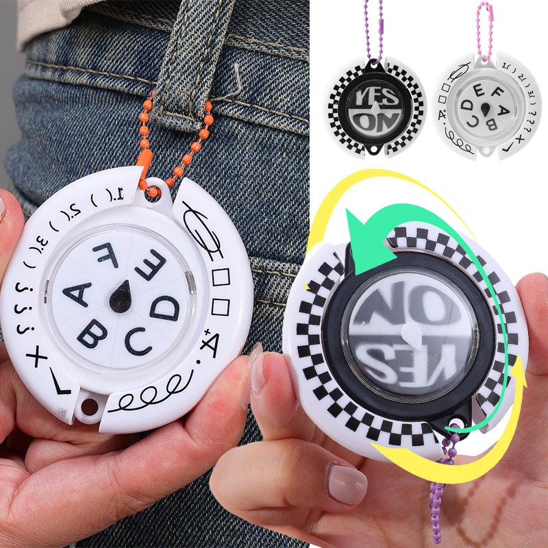 Random Choice Fate Wheel Keyring - พวงกุญแจแผ่นเสียงนําโชคแบบพกพาพร้อมปุ่มควบคุมอะนิเมะอุปกรณ์ต่อพ่ว
