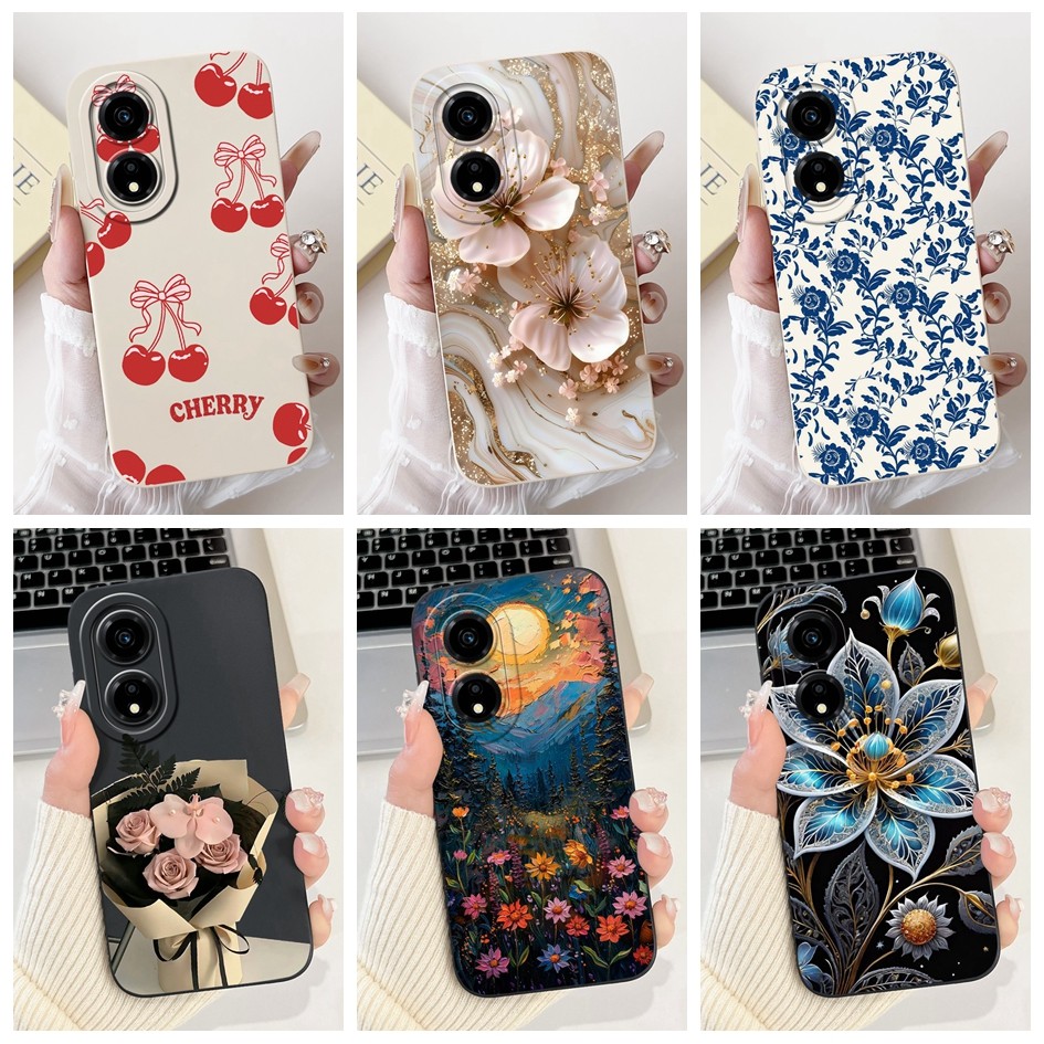 ปลอกกันกระแทกสําหรับ Honor X5 Plus WOD-LX1/Honor X5 VNA-LX2 กรณีแฟชั่นใหม่ดอกไม้เชอร์รี่นุ่มสําหรับ 