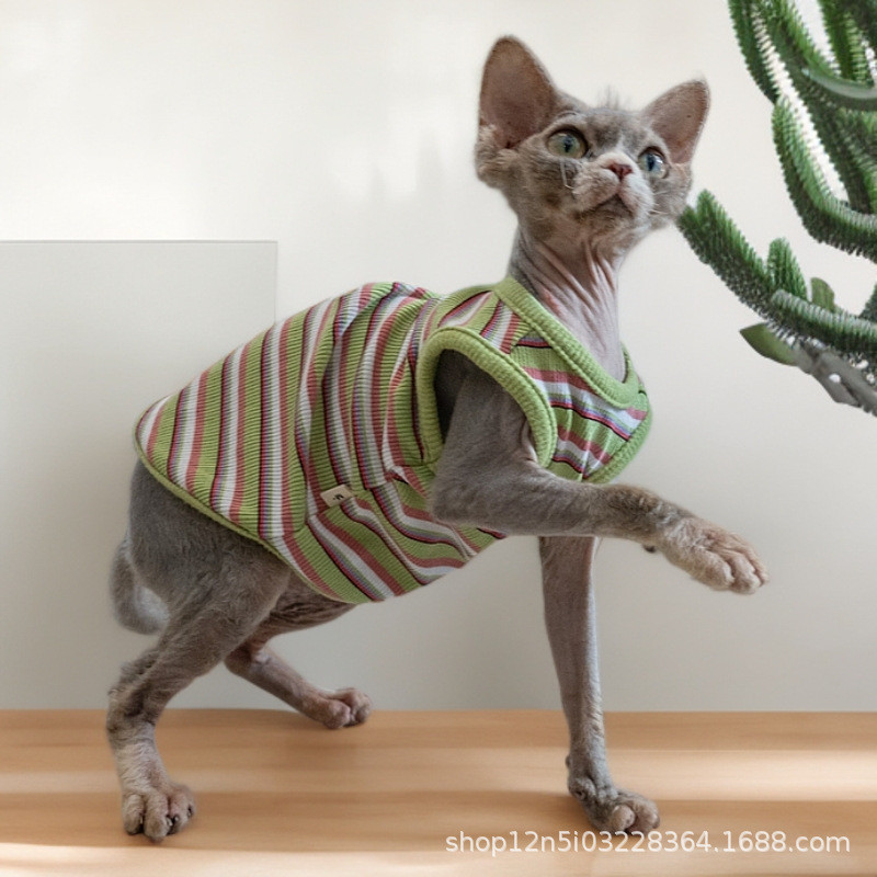 German Cat Clothes Hairless Cat Clothes Striped Vest Thin Bottoming Shirt Comfortable Anti-Hair Loss