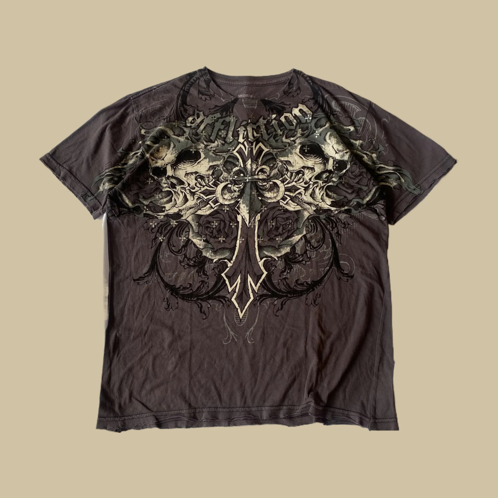 Y2K Afflication T เสื้อ Vintage Punk Hip Hop พิมพ์กราฟิกขนาดใหญ่ T เสื้อผู้หญิงรอบคอผ้าฝ้ายแขนสั้น