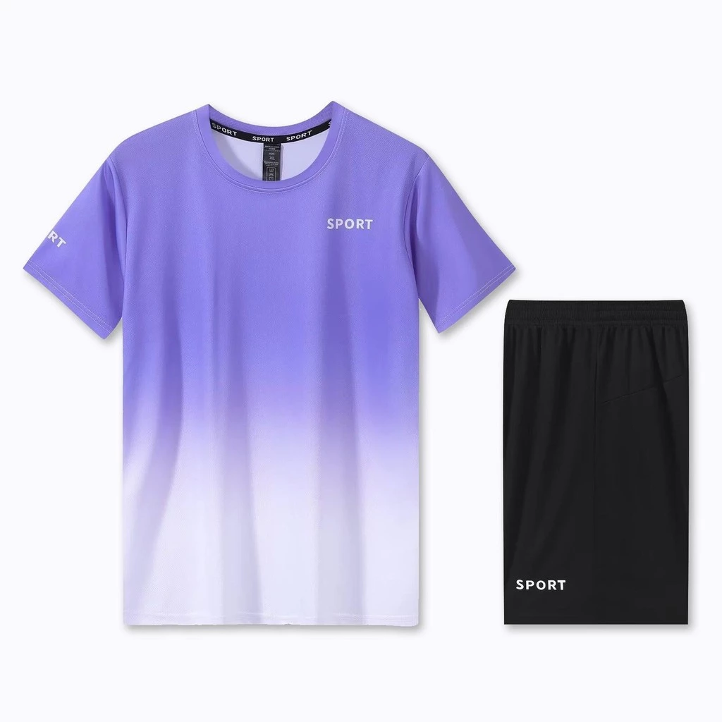ชุดออกกำลังกาย เสื้อ+กางเกงขาสั้น แห้งไว ระบายอากาศ Unisex thumbnail 8