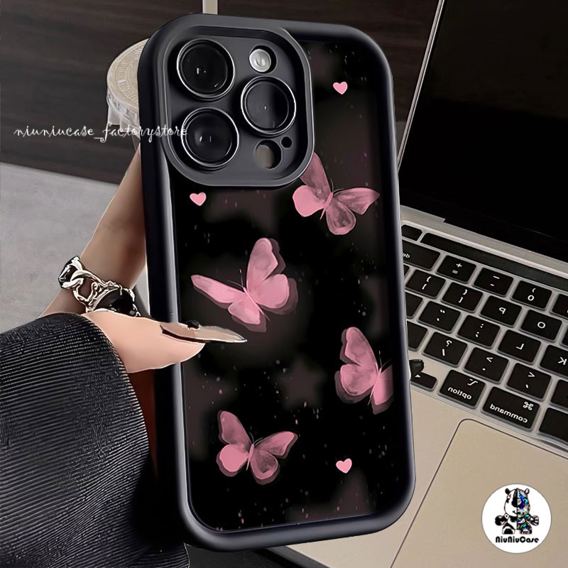 เคส ผีเสื้อสีชมพู For infinix Smart 8 7 5 6 Hot 30i 11 10 20 30 9 40i Play Spark 20 10 Pro GO Note 30 12 Case กันกระแทก