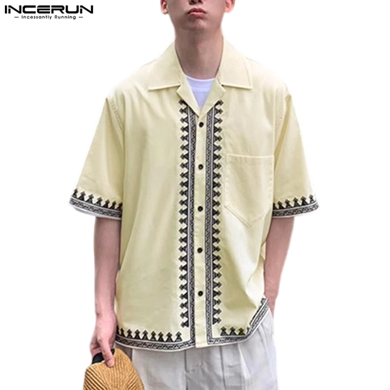 ไม่แน่นอน เสื้อเชิ้ตลําลองคอปกคิวบาพิมพ์ลายสําหรับผู้ชาย