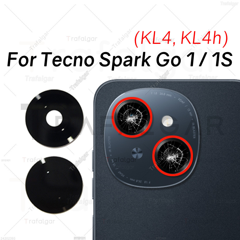 เลนส์กล้องด้านหลังสําหรับ Tecno Spark Go 1 1S KL4 KL4h ฝาครอบกล้องเปลี่ยนสติกเกอร์กาว