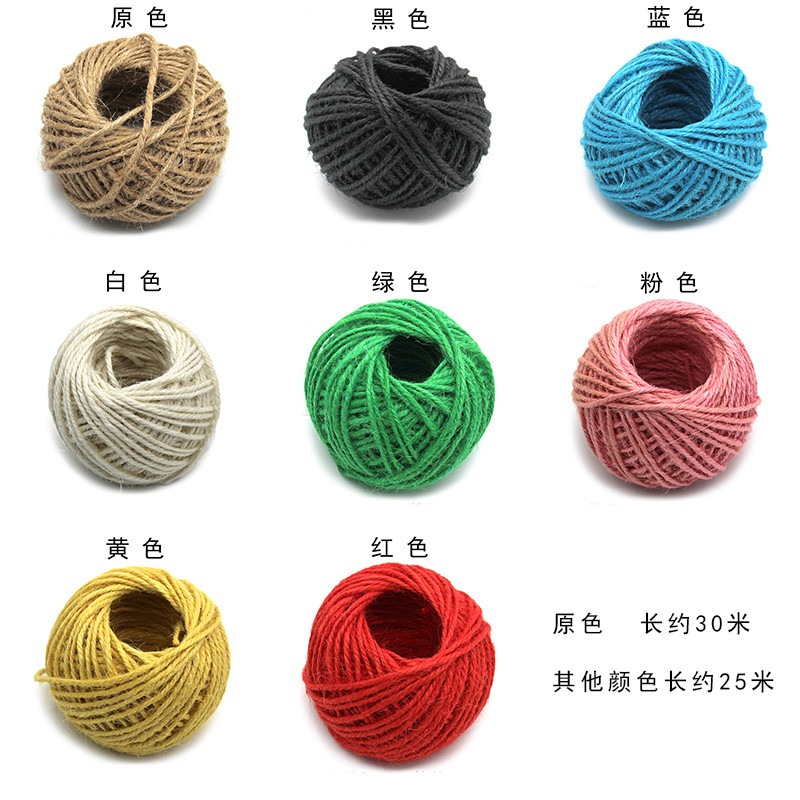 เชือกปอหลากสี diy วัสดุทําด้วยมือ ด้ายถัก Handmade Fine ด้ายกัญชา Ball ตกแต่ง Creative Binding เชือก 25m - รูปที่ 2