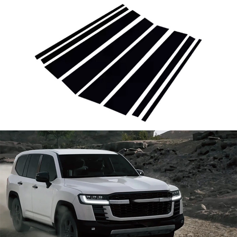 Polyคาร์บอเนตสําหรับToyota Land Cruiser J300 2022-2024 8ชิ้นเสาโพสต์หน้าต่างประตูTrimสติกเกอร์ตกแต่ง