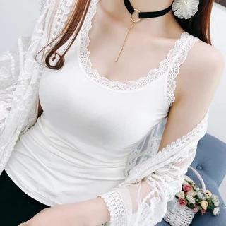 สุภาพสตรีลูกไม้ เสื้อชั้นในสตรี ลำลองคอวี กั๊กแขนกุด สไตล์ใหม่ แฟชั่นเสื้อผ้าหลวม