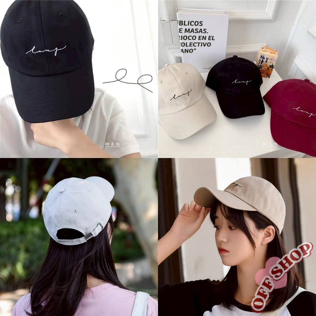 OFF SHOP 🥻ใหม่ 2025 หมวก ปีกสีพื้น แฟชั่น ดีเทลปักตัวอักษร สายปรับขนาดได้ ' MK-5