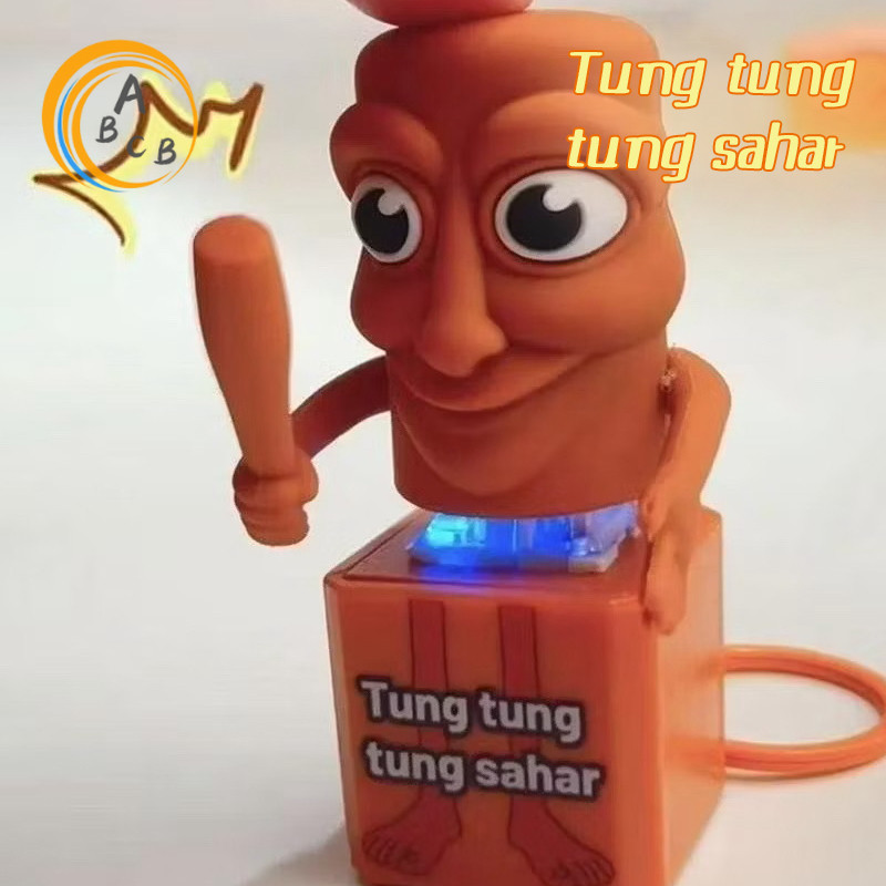ของเล่น ทุง ทุง Tung Tung Sahur มีไฟ ตุ๊กตาเกมรูปตุ๊กตา พวงกุญแจของเล่นที่มีเสียงการพิมพ์ 3D