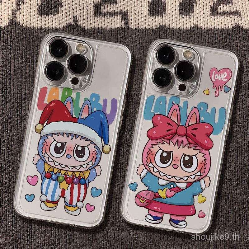 เคสใสลายการ์ตูนคู่รัก Labubu สำหรับ iPhone 16 Pro Max/15/14 Pro Max/13 Pro Max/12 Pro Max/11/XR/XS/7