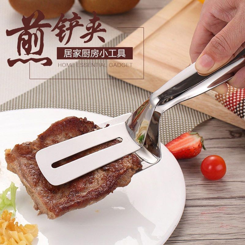 意可味不锈钢西式牛排夹煎饼防烫夹子翻鱼铲炸鱼神器家用厨房煎铲Yikewei stainless steel Western style steak sandwich pancake anti scal