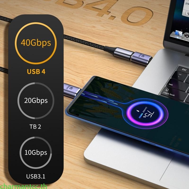 Charmantcc Type c Extension Adapters Type-c 40Gbps Data Transfer อะแดปเตอร์ชาร์จ