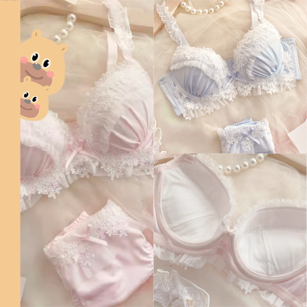 🎀bearbra🎀เสื้อชั้นในลูกไม้ มีโครง เสริมฟองน้ำดันทรง เนินชัด ทรงสวย เนื้อผ้านิ่ม ใส่แล้วอกสวยสุดๆ บาง ระบาย อากาศ