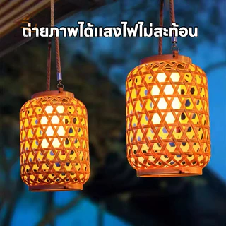 โคมไฟระย้าหวาย LED โคมไฟหวาย 800MAH ไฟโซล่าเซลล์ กันน้ํา ไฟสวนพลังงานแสงอาทิตย์ การตกแต่งภายนอก