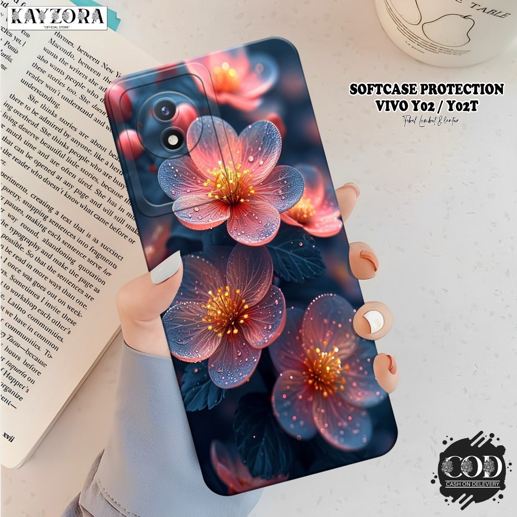 HP ล่าสุด VIVO Y02 / Y02T Case KAYZORA Fashion Case [FLOWER] VIVO Y02 / Y02T Case Softcase Tpu Pro C