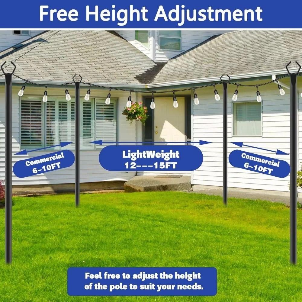 WMES1 2 ชิ้น String Light Poles, Heavy Duty ปรับความสูงเสาไฟขาตั้ง,ขาตั้งโลหะรั้วก่อสร้างวงเล็บทนทานกลางแจ้ง String ไฟ Deck LIGHT ราคา ถูกที่สุด ดีลบีเคเค แกลเลอรีภาพที่ 3