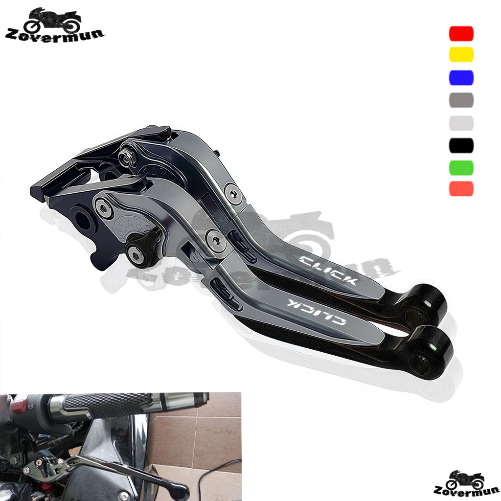 สำหรับ Honda CLICK 125I 150I 110 V1 V2 V3 มอเตอร์ไซค์ CNC อลูมิเนียมปรับได้ 6 ระดับ คันเบรกและคลัทช์แบบพับได้ คันเบรกและคลัทช์แบบยืดหดได้