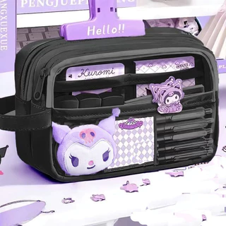 กระเป๋าดินสอใสขนาดใหญ่กันน้ำน่ารักและมีสไตล์ - Kuromi, Cinnamoroll, My Melody และซิปที่ทนทานสำหรับโรงเรียน วัยรุ่น เด็กชายและเด็กหญิง