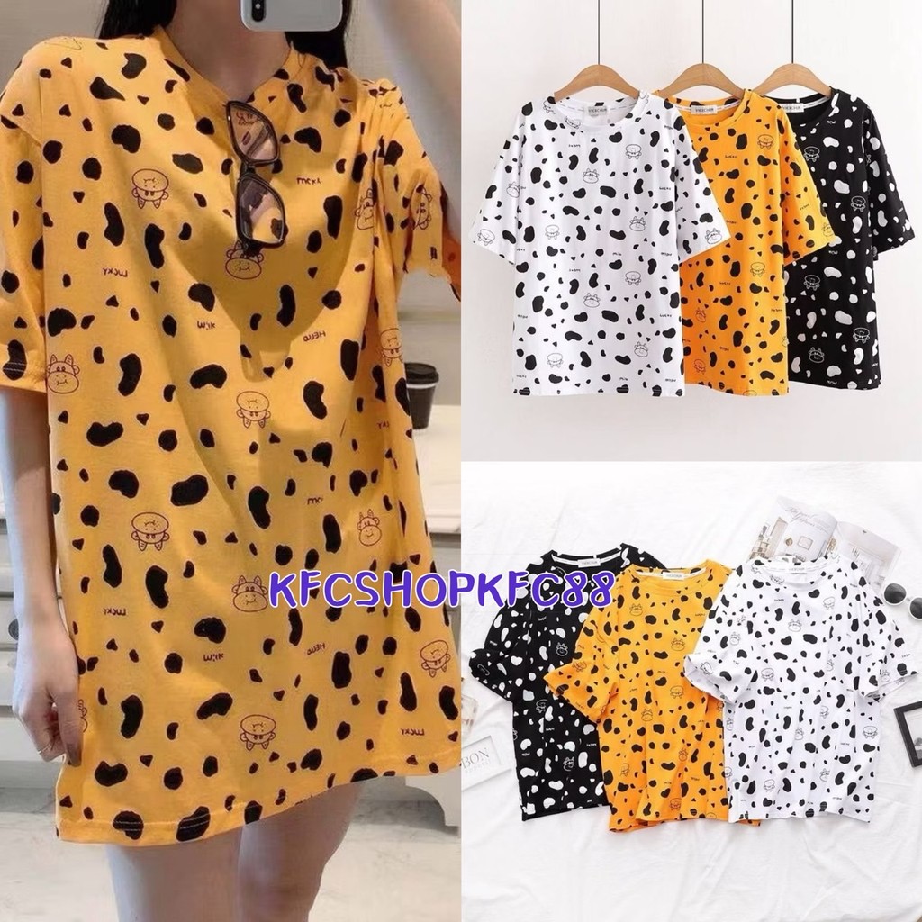 🌟KFC🌟เสื้อยืดทรง oversize ลายวัว ผ้านิ่ม ใส่สบาย พร้อมส่งในไทย #CW02