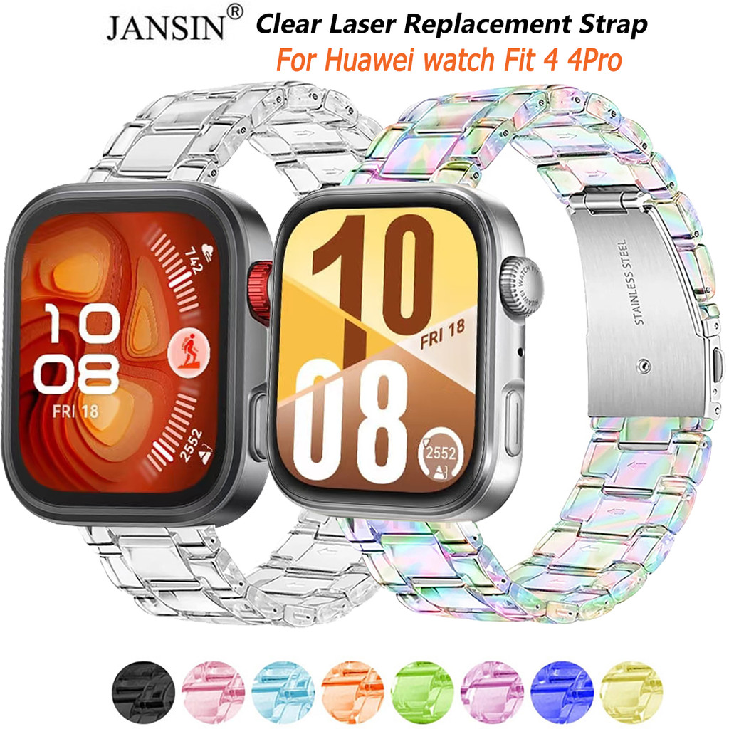 สาย สําหรับ Huawei Watch Fit 4 Pro ใหม่โปร่งใสสายนาฬิกาเรซิ่นสำหรับ สายนาฬิกาข้อมือ สําหรับ huawei watch fit 4 สมาร์ทวอทช์  GPS