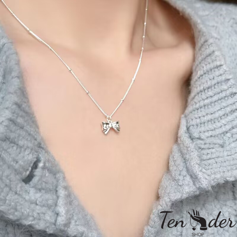 COD-ส่งเร็วจากไทย🎀สร้อยคอ Sweet3D Bow สำหรับผู้หญิง หรูหราเบาๆ เฉพาะจุด เรียบง่าย ประณีต โซ่กระดูกไหปลาร้า-Ten