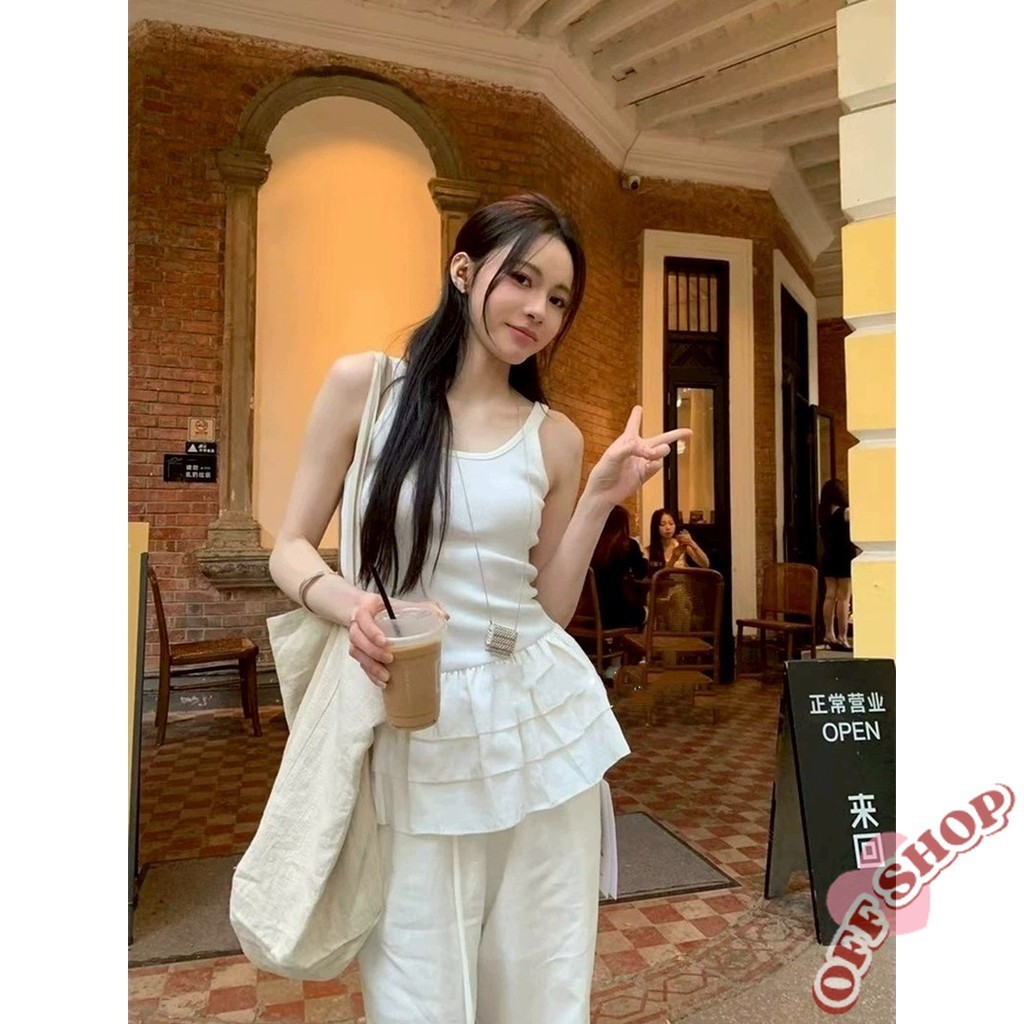 OFF SHOP  ใหม่ 2025 เสื้อกล้าม สายเดี่ยว มินิเดรส ไหมพรม ดีเทลแต่งปลายน่ารักสีพื้น’ J197 ราคา ถูกที่สุด ดีลบีเคเค แกลเลอรีภาพที่ 6